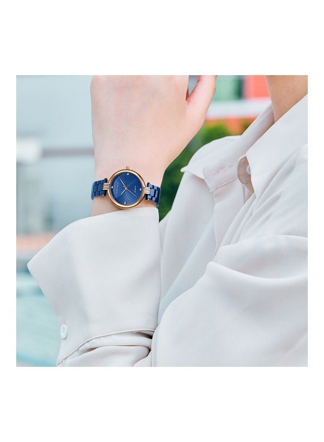 MINI FOCUS Lady watch rose shell blue face blue steel belt - Image 3
