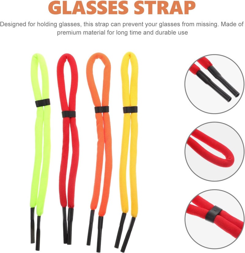 4pcs Adjustable Foam Sunglasses Strap Eyeglass Cord Lanyard for Men Women Sports Eyewear Retainer in Red Yellow Orange Fluorescent Green - Image 3