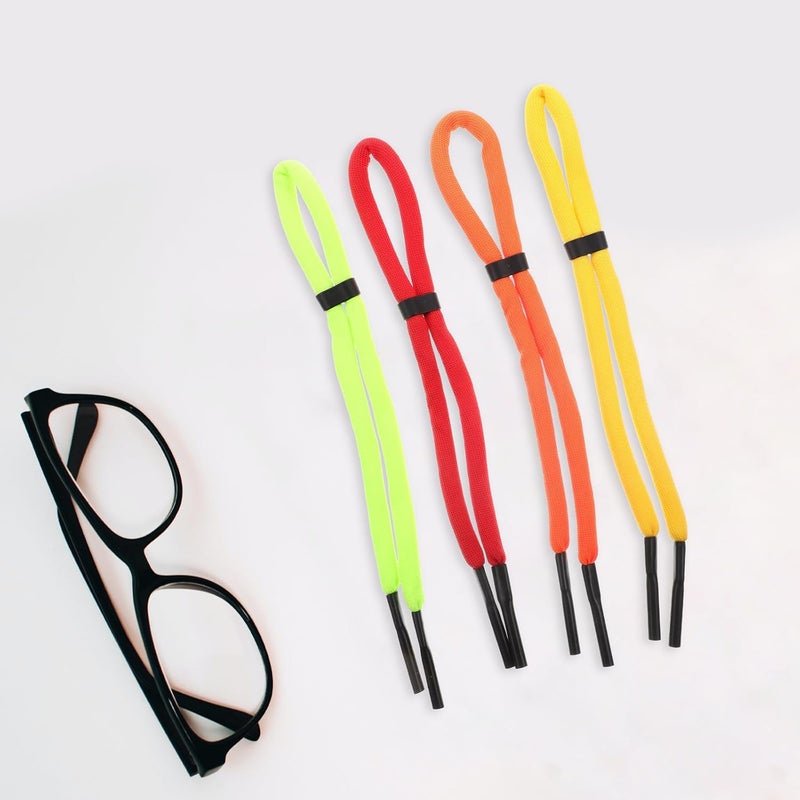 4pcs Adjustable Foam Sunglasses Strap Eyeglass Cord Lanyard for Men Women Sports Eyewear Retainer in Red Yellow Orange Fluorescent Green - Image 5