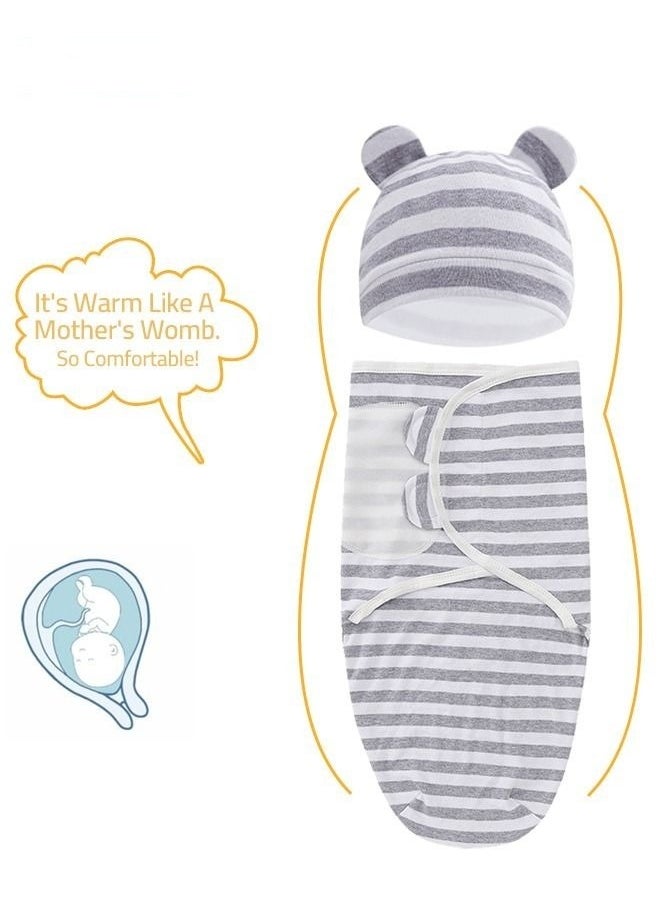 MIXDE 6 PCS Baby Swaddle Blanket Wrap Cap Set Newborn Infant Sleep Sack With Caps 100% Breathable Cotton 0-6 Month  - Image 3