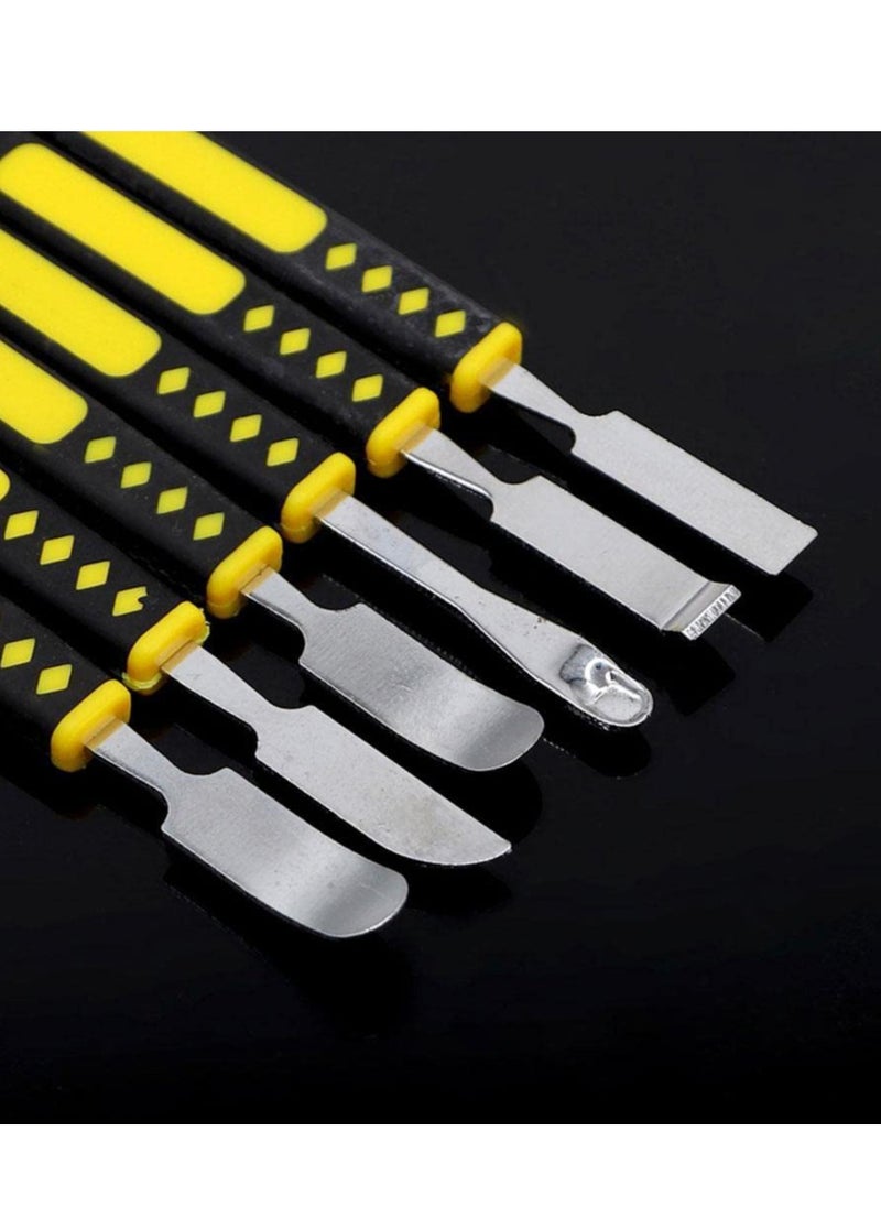 Excefore - Metal Crowbar, Utility Pry Bar Set, 6 Piece Small Metal Spudger Pry Opening Repair Tools Kit, Professional Opening Pry Tool for Mobile Phone Metal Crowbar Pry - Image 1