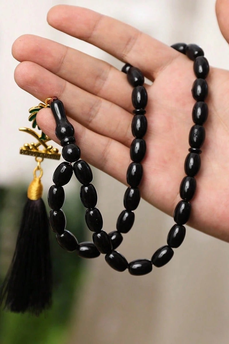 مسبحة رجالية باللون الأسود ذات الجودة العالية بعدد 33 حب - Image 2