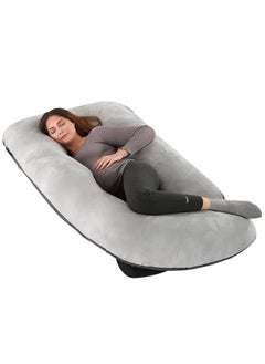Arabest Pregnancy Maternity Pillows for Sleeping U Shape Full Body Pillow Support for Back, Hips, Legs, Belly for Pregnant Women with Removable Washable Velvet Cover (Gray&Black)  - Image 1
