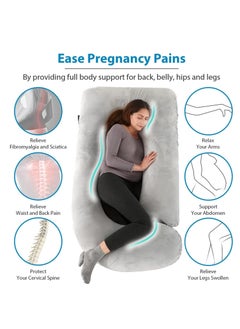 Arabest Pregnancy Maternity Pillows for Sleeping U Shape Full Body Pillow Support for Back, Hips, Legs, Belly for Pregnant Women with Removable Washable Velvet Cover (Gray&Black)  - Image 2