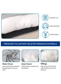 Arabest Pregnancy Maternity Pillows for Sleeping U Shape Full Body Pillow Support for Back, Hips, Legs, Belly for Pregnant Women with Removable Washable Velvet Cover (Gray&Black)  - Image 5