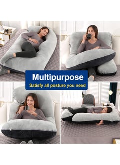 Arabest Pregnancy Maternity Pillows for Sleeping U Shape Full Body Pillow Support for Back, Hips, Legs, Belly for Pregnant Women with Removable Washable Velvet Cover (Gray&Black)  - Image 4