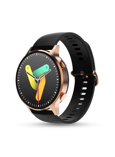 Pebble Vast 1.43' (3.63 cm) Amoled Display Smartwatch, Always On Display, Compatible with Android & iOS, IP67 Water Resistant, Health Suite, Multi Sports Modes, Round Dial, Multi Watch Faces, Midnight Gold