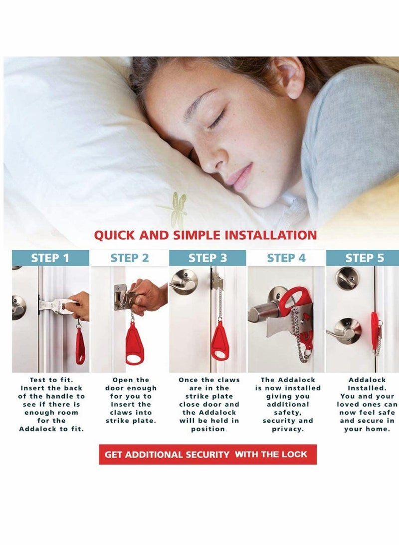 Portable Door Lock Travel Lock Solid Heavy Duty Lock Perfect for Traveling, Hotel, Home,Apartment,School, Prevent Unauthorized Entry Add Extra Lock for Additional Safety and Privacy - Image 5