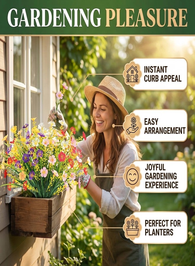 MACTING Artificial Flowers for Outdoors 6 Bundles UV Resistant Fake Flowers No Fade Faux Plastic Plants for Planters Patio Garden Porch Yard Window Home Indoor Outside Summer Decorations(Mix Color) - Image 2