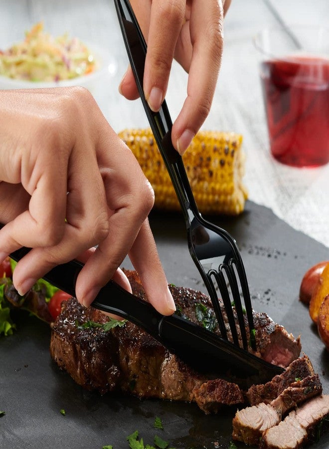 Comfy Package [100 Pack] Basic Black Plastic Forks, Heavy Duty Disposable Utensils - Perfect for Parties, Events, and Catering - Image 4