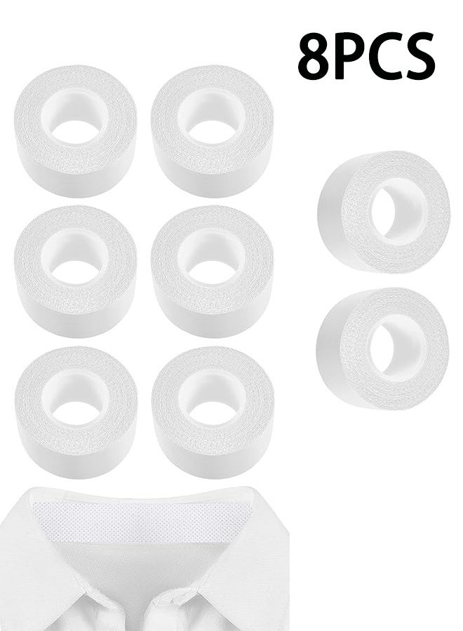 8 Rolls Men's and Women's Sweat Pad Collar Protectors, Disposable White Shirt Neck Straps, Dress Hood Self-Adhesive Invisible Padding Patches to Prevent Sweat Stains (2.5*500cm) - Image 1