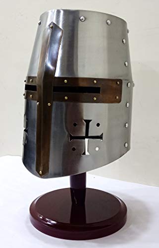 THOR INSTRUMENTS Thor Crusader's Templar's Knight Halloween costumes Helmet (LARP/SCA/Medieval) Silver Rustic Vintage Home Decor Gifts - Image 2