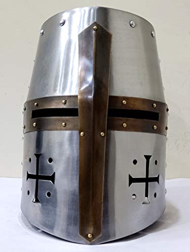 THOR INSTRUMENTS Thor Crusader's Templar's Knight Halloween costumes Helmet (LARP/SCA/Medieval) Silver Rustic Vintage Home Decor Gifts - Image 3