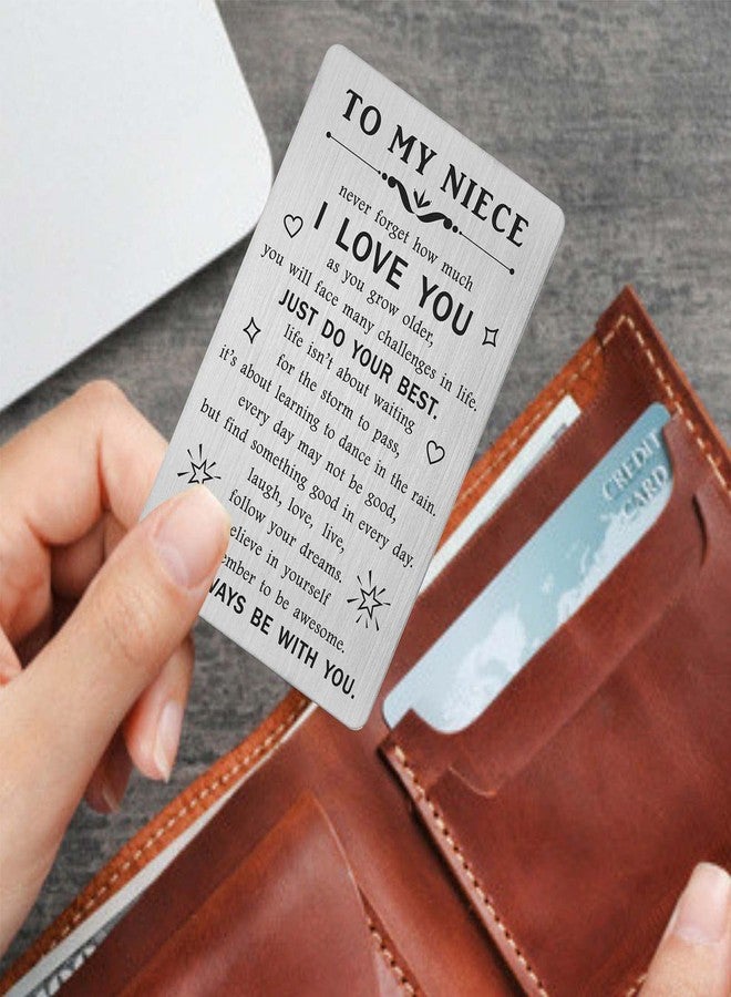 TANWIH Inspirational Gifts for Niece - Engraved Metal Niece Wallet Card - Nieces Birthday Graduation Christmas Card from Aunt Uncle - Image 2