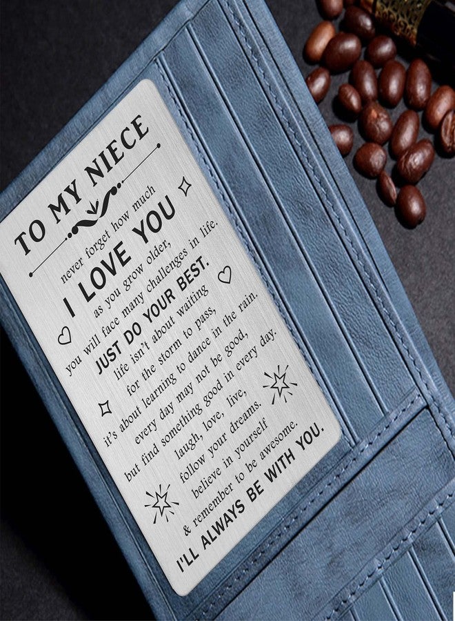 TANWIH Inspirational Gifts for Niece - Engraved Metal Niece Wallet Card - Nieces Birthday Graduation Christmas Card from Aunt Uncle - Image 3