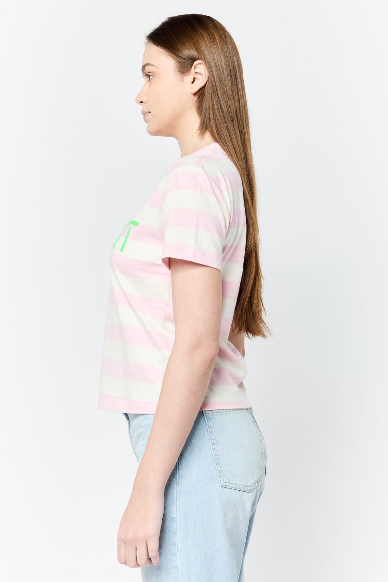 ESPRIT تي شيرت نسائي بياقة دائرية وأكمام قصيرة بشعار العلامة التجارية، متعدد الألوان - Image 3