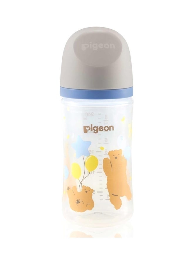 pigeon Softtouch Wide Neck Decorated Plastic Nursing Bottle Bear Design, 3 Months+