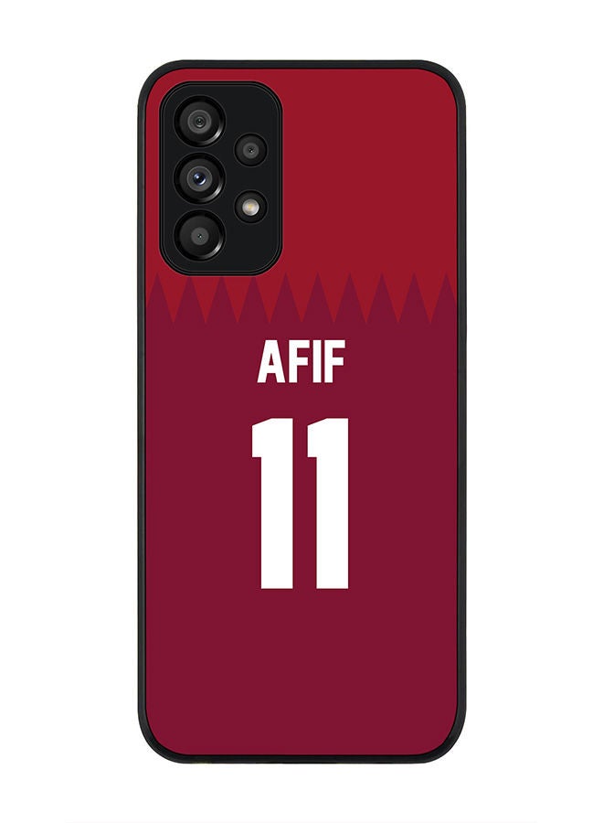 Stylizedd Rugged Black edge case for Samsung Galaxy A73 5G Slim fit Soft Case Flexible Rubber Edges Anti Drop TPU Gel Thin Cover - Football Team - Qatar Player Name - Afif - Image 1