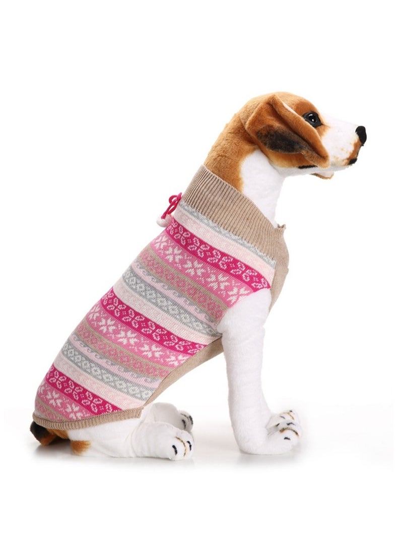 Loquat Squality Pet Supplies Dog Clothing Solid Color Floral High Neck Clothing Autumn And Winter Pink - Image 1