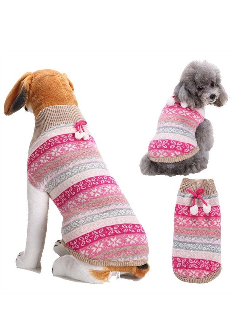 Loquat Squality Pet Supplies Dog Clothing Solid Color Floral High Neck Clothing Autumn And Winter Pink - Image 3