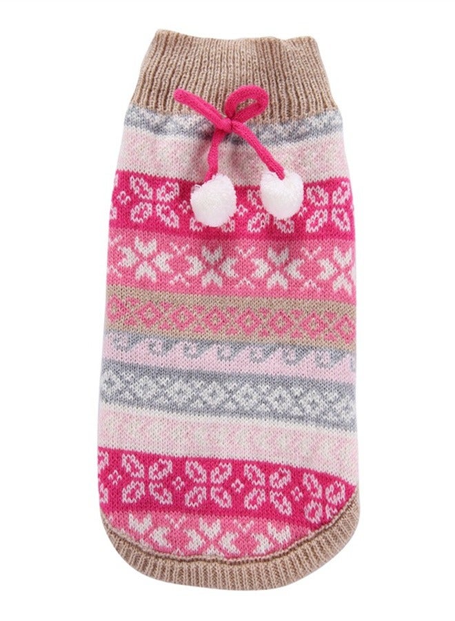 Loquat Squality Pet Supplies Dog Clothing Solid Color Floral High Neck Clothing Autumn And Winter Pink - Image 2