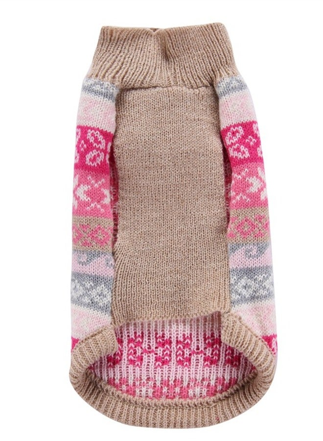 Loquat Squality Pet Supplies Dog Clothing Solid Color Floral High Neck Clothing Autumn And Winter Pink - Image 4