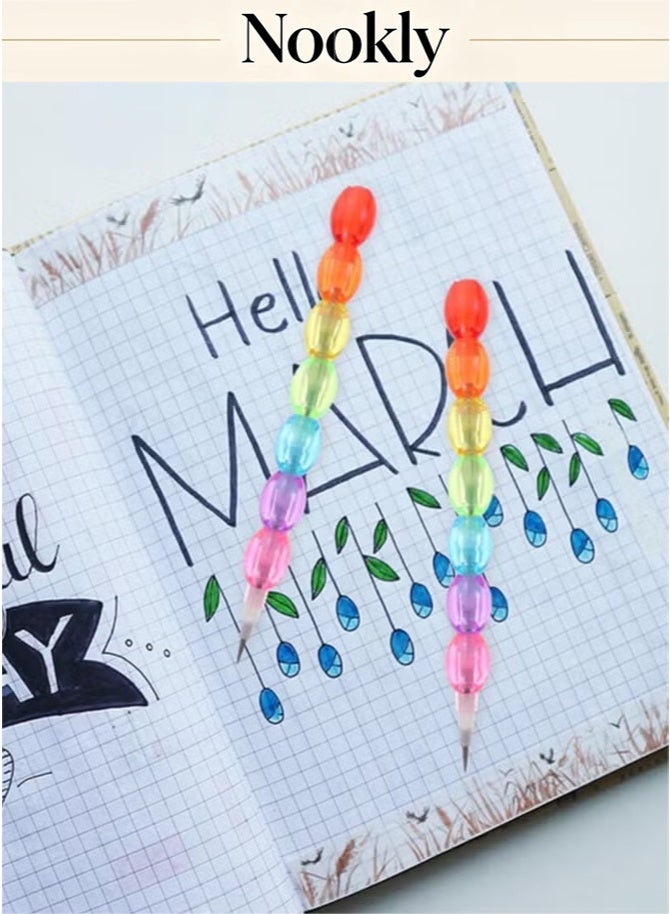 nookly 20 Pieces Stackable Pencils for Kids, 7 in 1 Stacking Pencil Cute Plastic Non-Sharpening Replaceable Writing Pencil for Back to School Gift Party Favors - Image 4