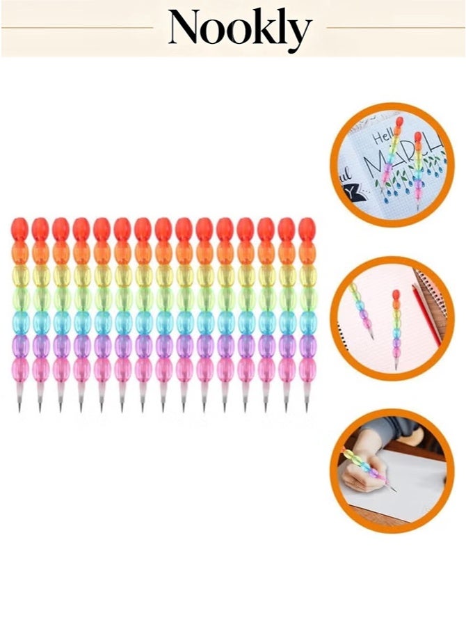 nookly 20 Pieces Stackable Pencils for Kids, 7 in 1 Stacking Pencil Cute Plastic Non-Sharpening Replaceable Writing Pencil for Back to School Gift Party Favors - Image 2
