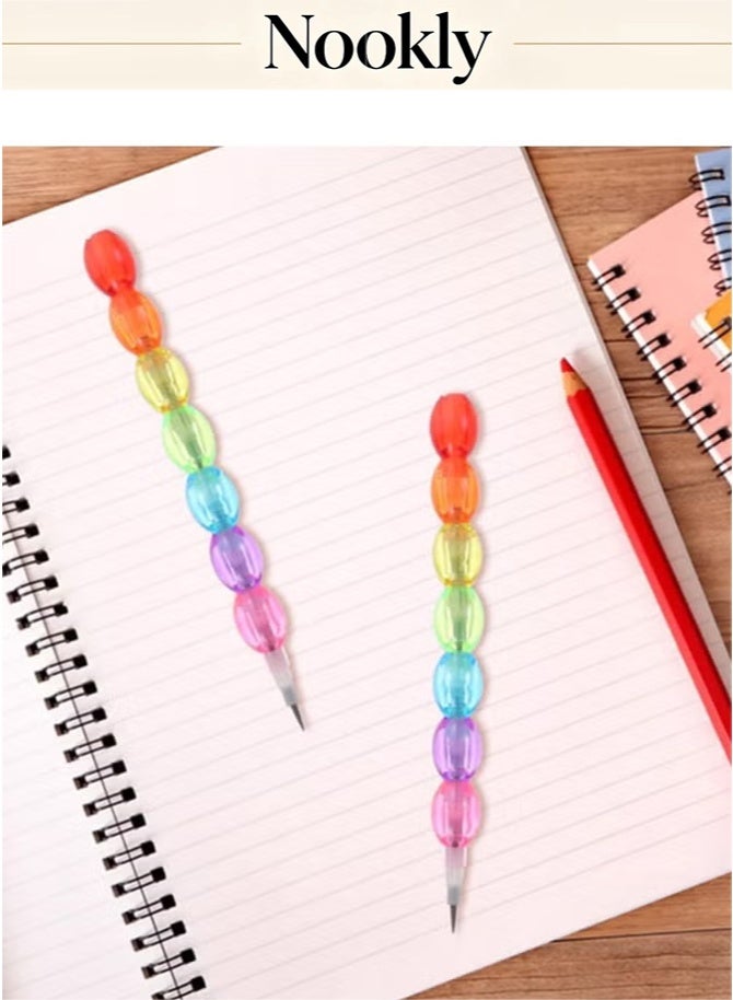 nookly 20 Pieces Stackable Pencils for Kids, 7 in 1 Stacking Pencil Cute Plastic Non-Sharpening Replaceable Writing Pencil for Back to School Gift Party Favors - Image 5