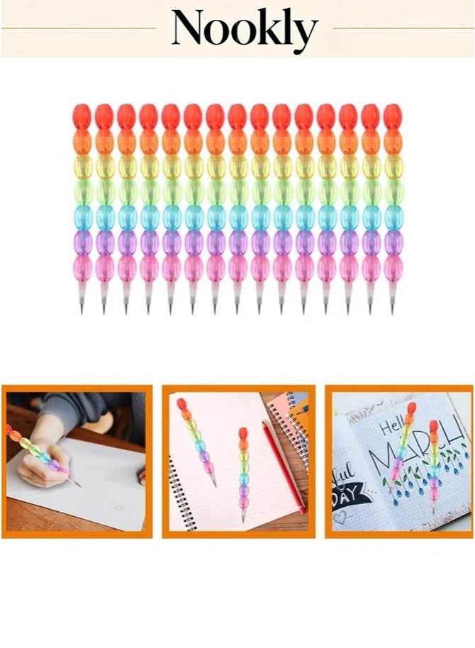 nookly 20 Pieces Stackable Pencils for Kids, 7 in 1 Stacking Pencil Cute Plastic Non-Sharpening Replaceable Writing Pencil for Back to School Gift Party Favors - Image 3