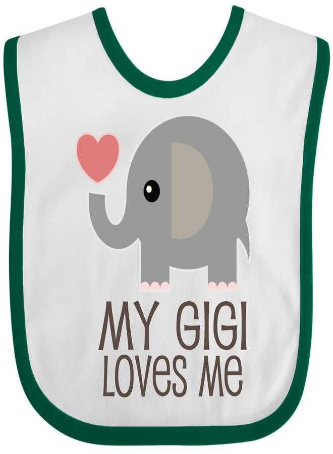 inktastic My Gigi Loves Me Grandchild Baby Bib White and Green 2ce4a - Image 1