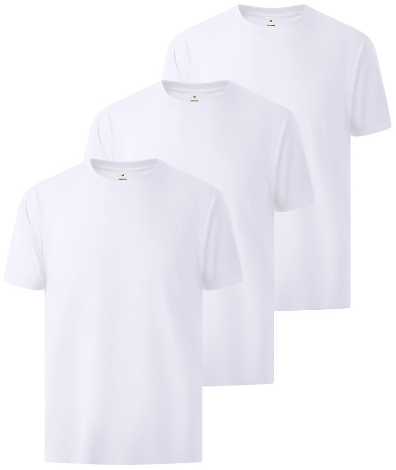 ZITY 3 Pack Mens Cotton T Shirts Crew Neck Short Sleeve Tees Lightweight Breathable Tshirts for Men XL White - Image 1