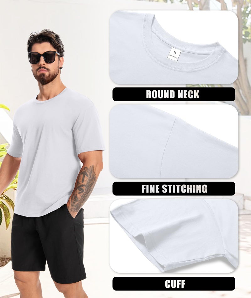 ZITY 3 Pack Mens Cotton T Shirts Crew Neck Short Sleeve Tees Lightweight Breathable Tshirts for Men XL White - Image 3