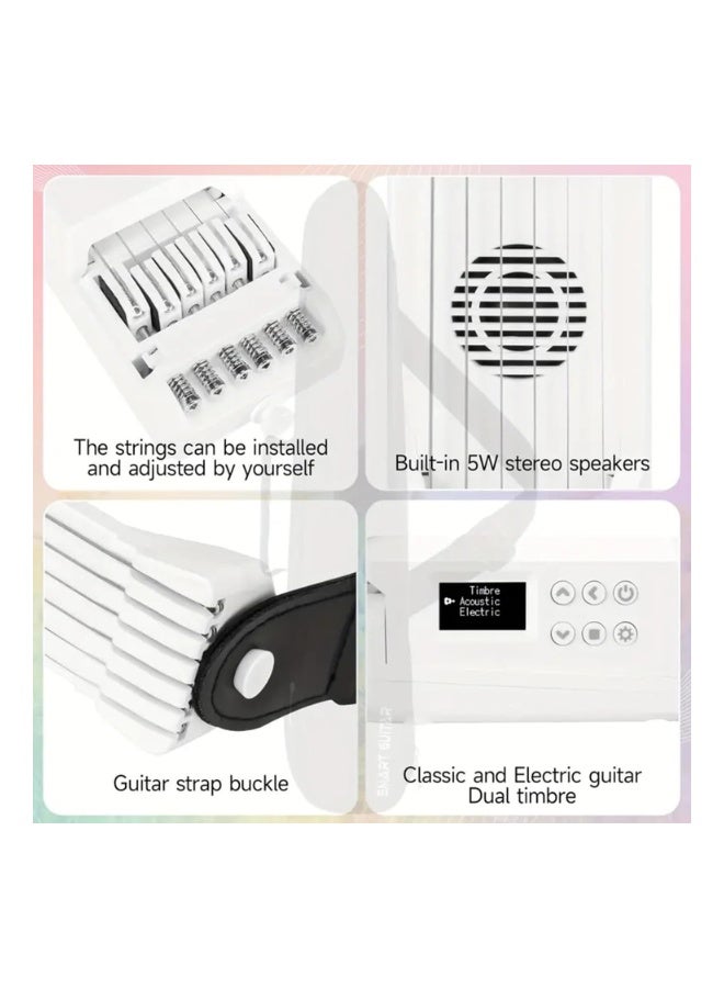 ميغاريا جيتار ذكي مع تقنية AI MIDI وشحن USB - جيتار كهربائي/صوتي هجين، نظام تدريب صامت مع سماعات الرأس/مكبر صوت، لا يتطلب ضبط، جيتار كهربائي محمول للمبتدئين - Image 5