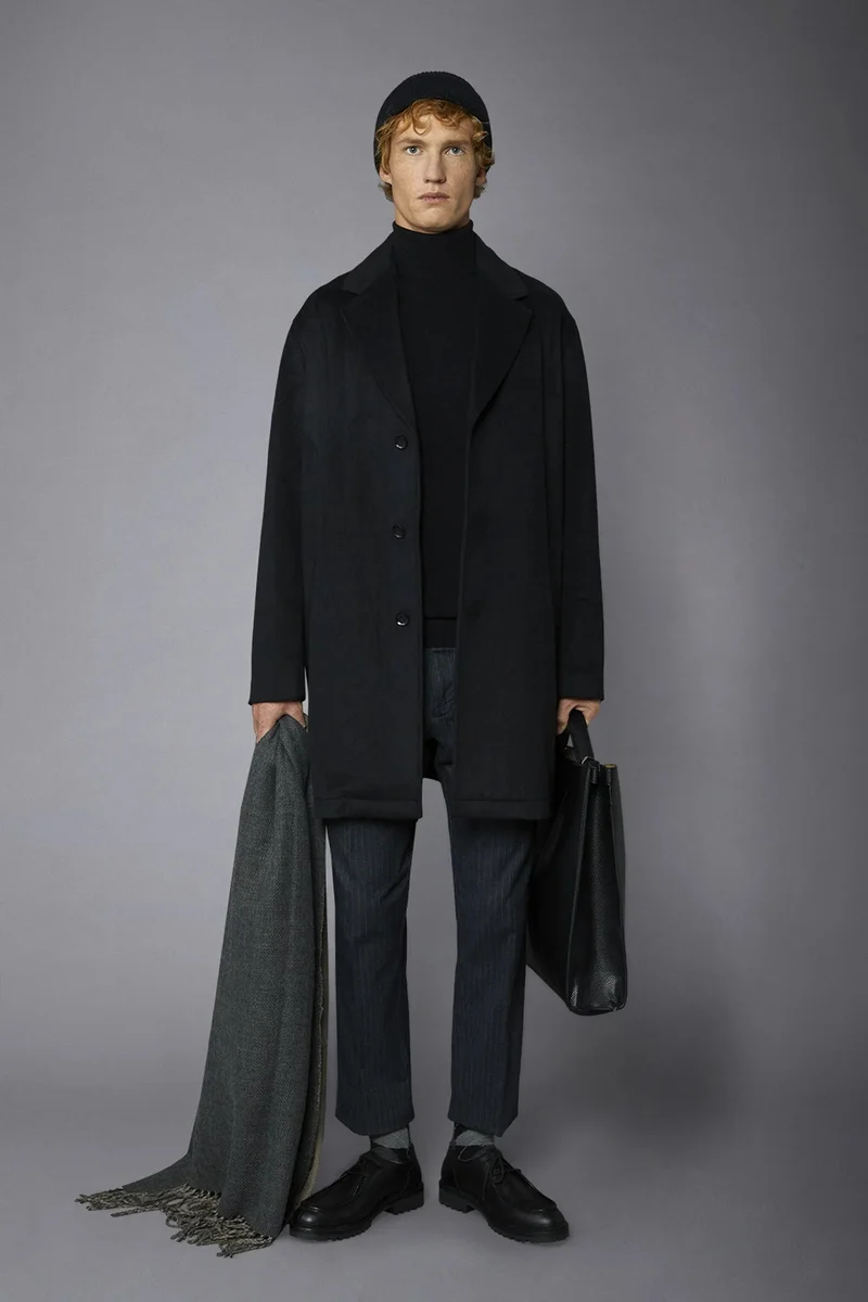 دوبل غانغر Men's classic single-breasted wool blend - Black