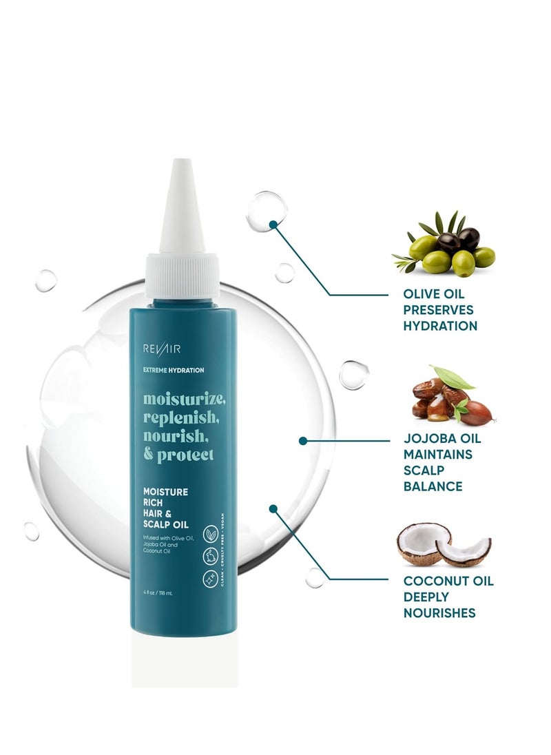 REVAIR - REVAIR Moisture Rich Hair & Scalp Oil - Lightweight Hair Oil for Frizzy Hair - Daily Moisturizing Hair Oil to Hydrate Dry, Damaged or Curly/Coily Hair (4 Fl Oz) - Image 1