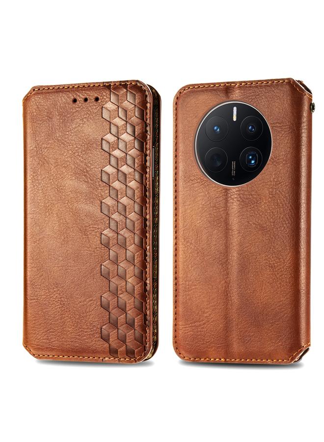 S-TOP Case For Huawei Mate 50 Pro Cubic Grid Pressed Magnetic Leather Phone Case - Image 2