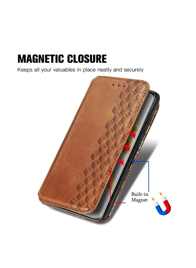 S-TOP Case For Huawei Mate 50 Pro Cubic Grid Pressed Magnetic Leather Phone Case - Image 5