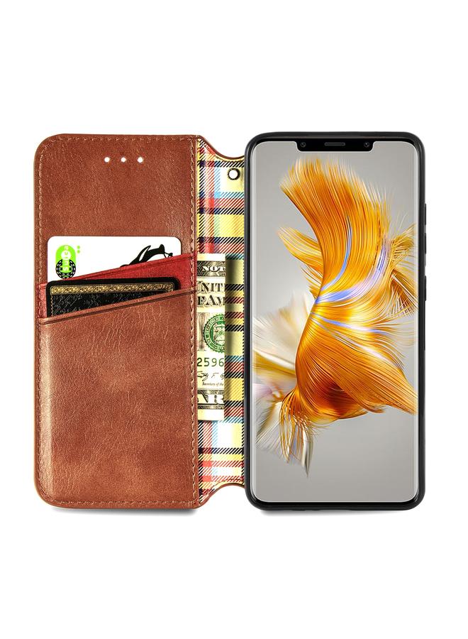 S-TOP Case For Huawei Mate 50 Pro Cubic Grid Pressed Magnetic Leather Phone Case - Image 3