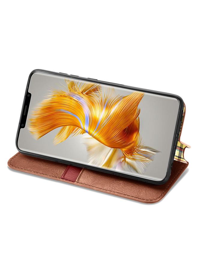 S-TOP Case For Huawei Mate 50 Pro Cubic Grid Pressed Magnetic Leather Phone Case - Image 4