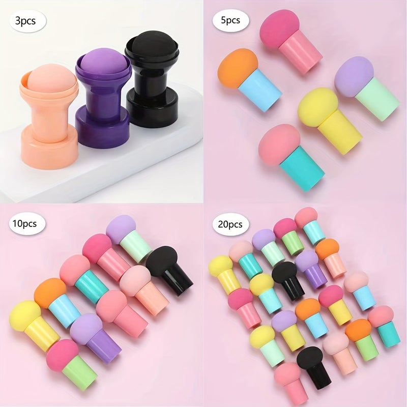 CHERRY DARLING Short Handle Mushroom Makeup Sponge - Latex-Free, Wet & Dry Use, Ideal for Foundation, BB Cream, and Concealer (Assorted Colors) - Image 2