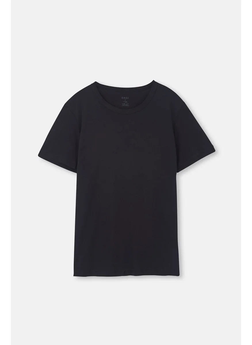 داجي Black D1160 O Neck T-Shirt