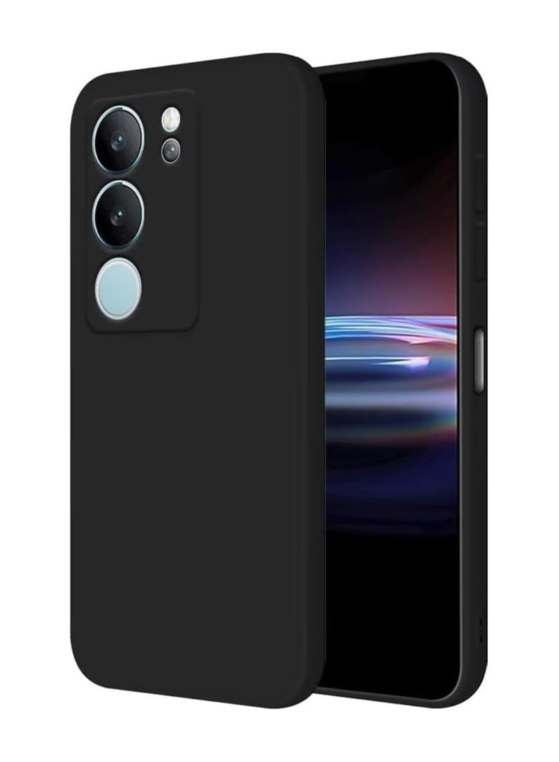 Vivo Y19s Liquid Silicon Case Soft Microfiber Lining Cushion Slim Shell Shockproof Protective Soft Gel Rubber Matte Finish Cover Camera Protection Case for Vivo Y19S 2024 (Black)