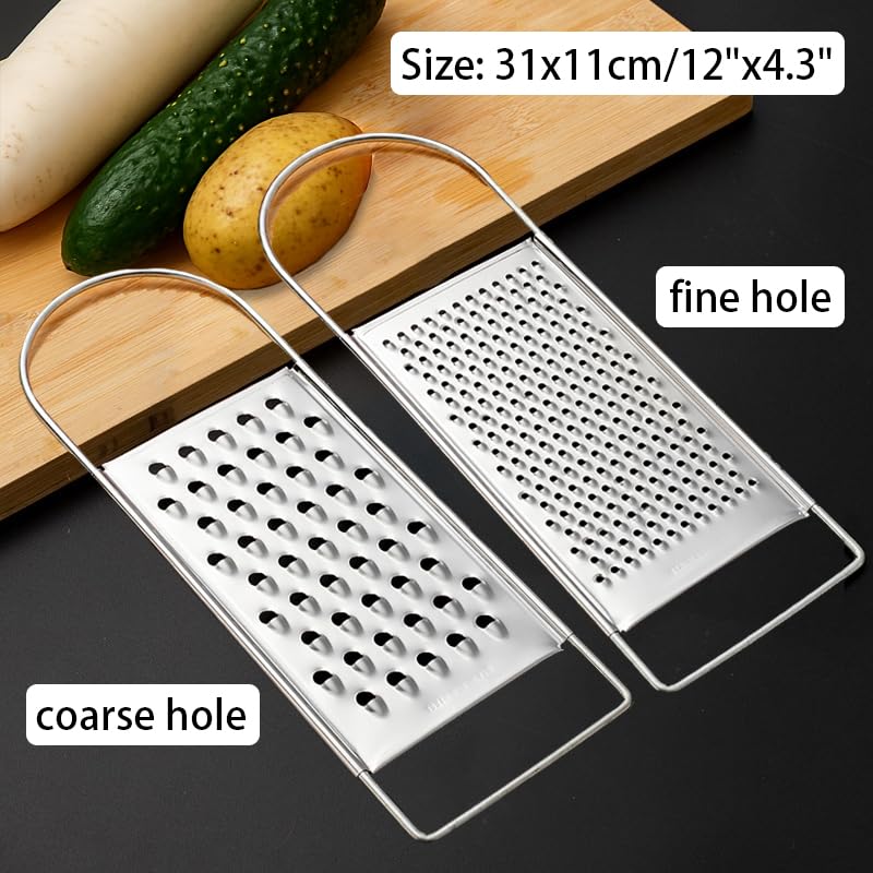 SCORYULE 2 Pack Cheese Grater Handheld, Flat Coarse Stainless Steel Food Graters for Kitchen, Suitable for Potato, Vegetable, Butter, Parmesan Cheese - Image 2