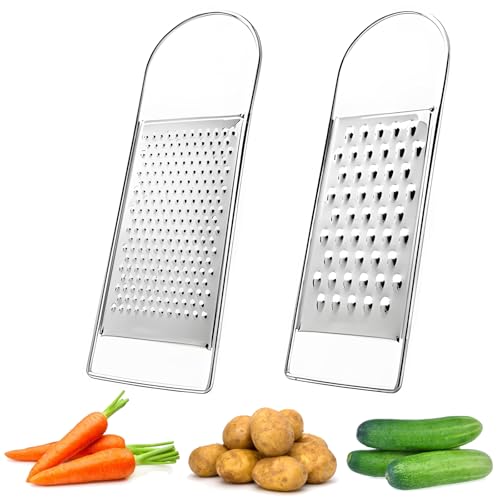 SCORYULE 2 Pack Cheese Grater Handheld, Flat Coarse Stainless Steel Food Graters for Kitchen, Suitable for Potato, Vegetable, Butter, Parmesan Cheese - Image 1