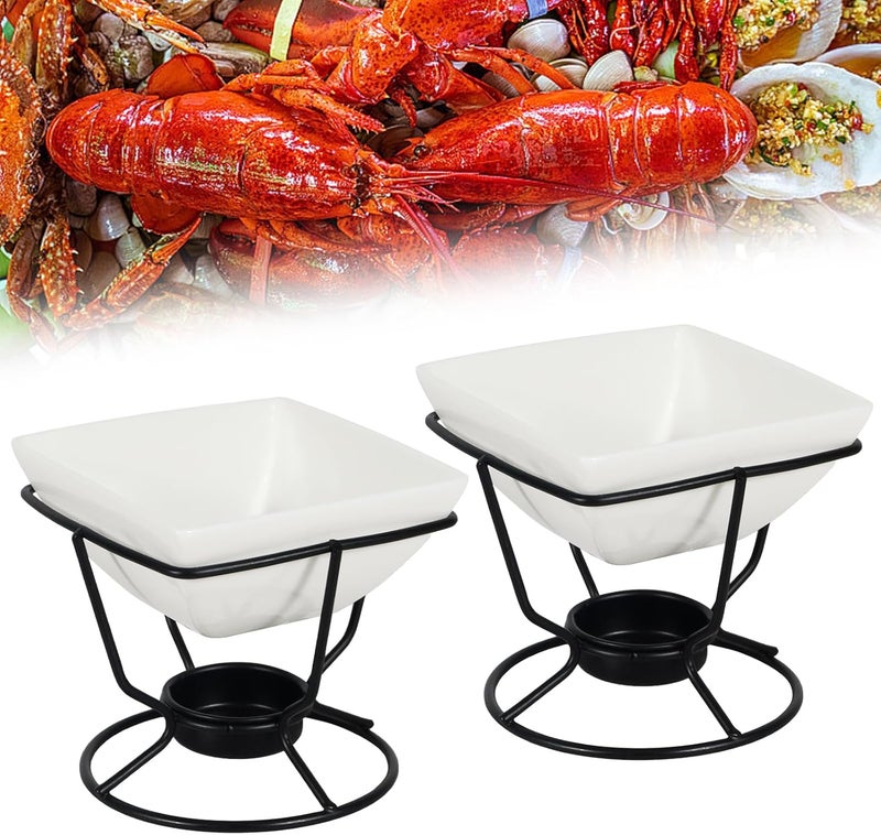 CLEABANKE 2 Pcs Butter Warmers for Seafood,Ceramic Butter Warmers for Chocolate or Cheese,Fondue Dishwasher Safe,Oven Safe,Microwave Safe - Image 1