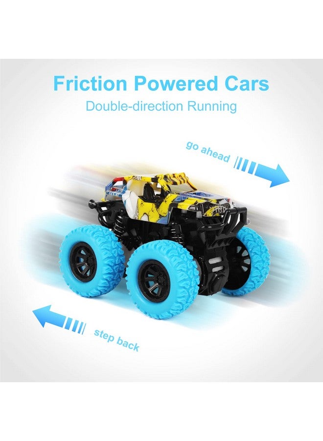 M SANMERSEN Monster Truck Toys for Ages 2-4, Friction Cars for Toddlers 1-3 Push and Go 360° Rotating Stunt Car for 2+ Year Old Boys Girls Gifts (2 Pack - Blue and Green) - Image 4