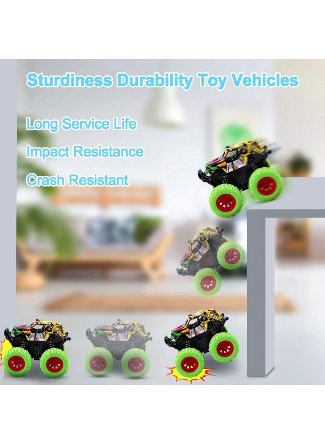 M SANMERSEN Monster Truck Toys for Ages 2-4, Friction Cars for Toddlers 1-3 Push and Go 360° Rotating Stunt Car for 2+ Year Old Boys Girls Gifts (2 Pack - Blue and Green) - Image 5