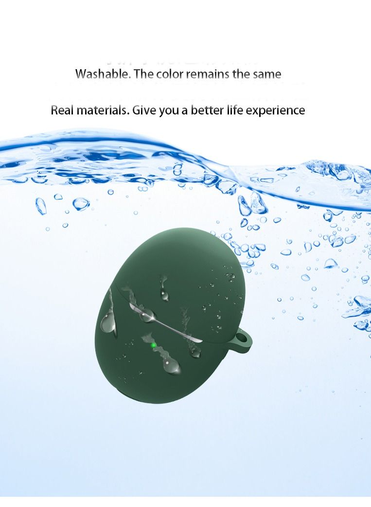 Silicone Carrying Case Earphone Shell Compatible with HUAWEI Freebuds 5 Protective Scratch Cover with Carabiner (Green) - Image 3