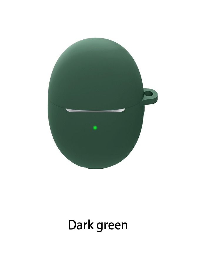 Silicone Carrying Case Earphone Shell Compatible with HUAWEI Freebuds 5 Protective Scratch Cover with Carabiner (Green) - Image 2